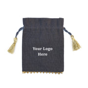 Bottom Gold Lace Jewelry Bags, Wedding Gift Cotton Drawstring Gray Pouches - CraftJaipur