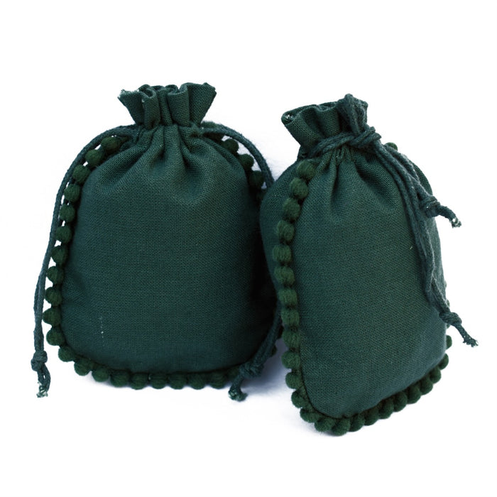 Drawstring Small Bag 100 Pieces Green Jewelry Pouches - CraftJaipur