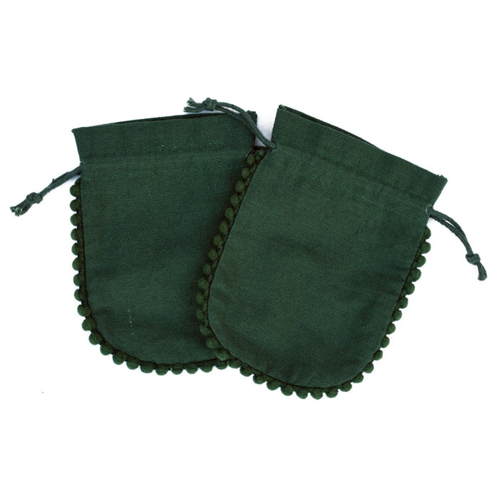 Drawstring Small Bag 100 Pieces Green Jewelry Pouches - CraftJaipur