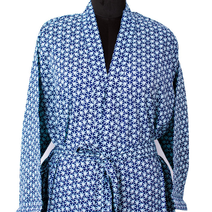 CraftJaipur Block Print Free Size Blue BathRobe For Men & Women  (1 Bath Robe, For: Unisex, Worldwide Shipping )