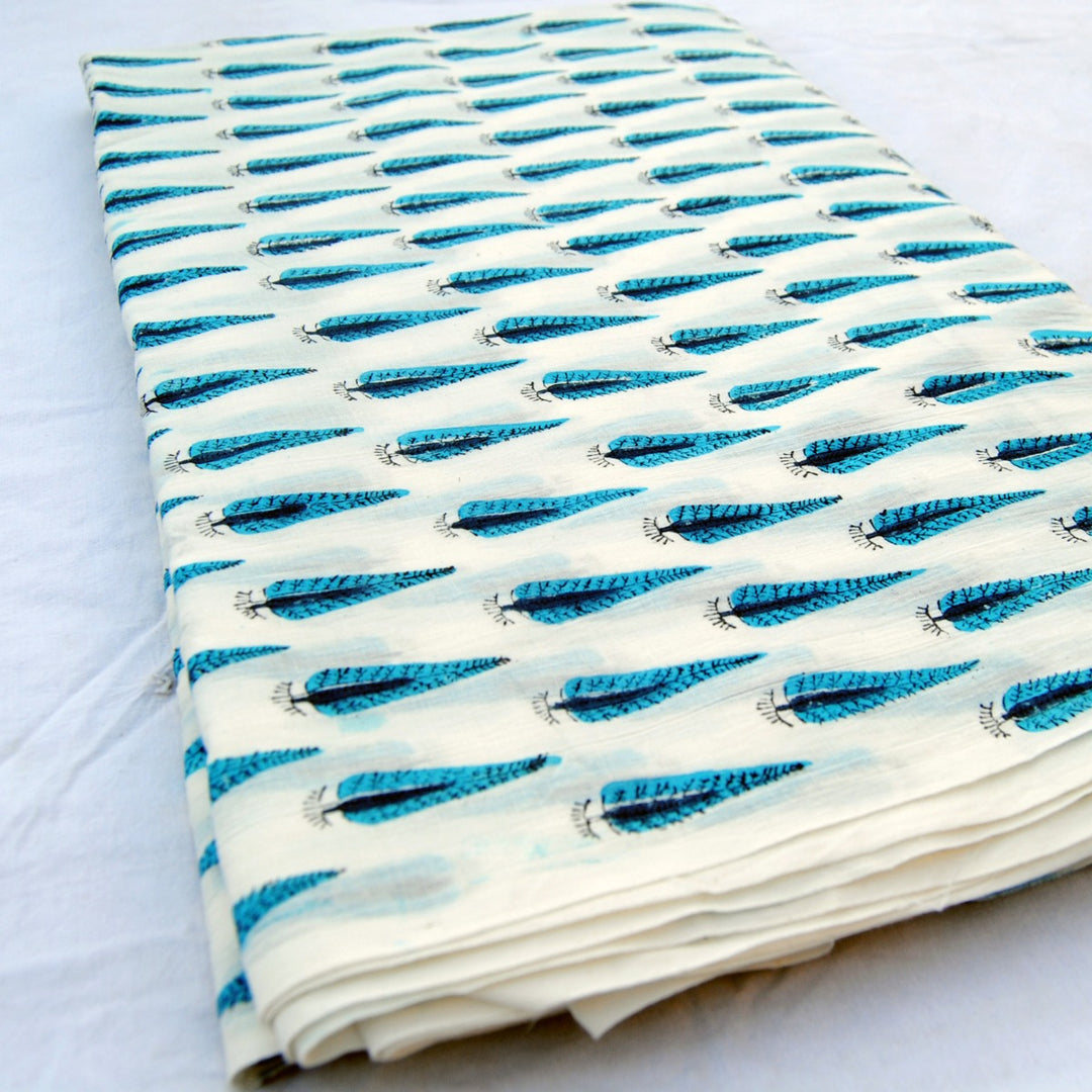 Hand Block Printed Running Cotton Voile Floral Fabric - CraftJaipur