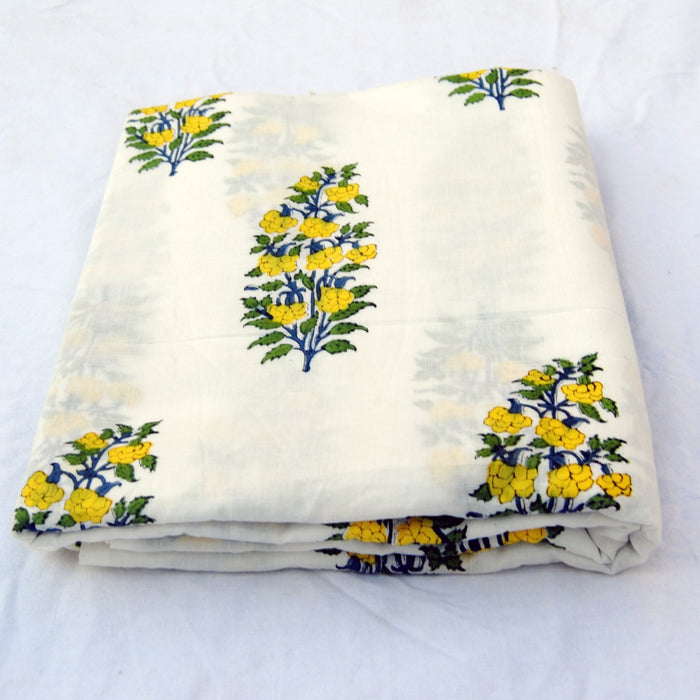 Floral Block Printed Running Cotton Voile Dress Sewing Fabric