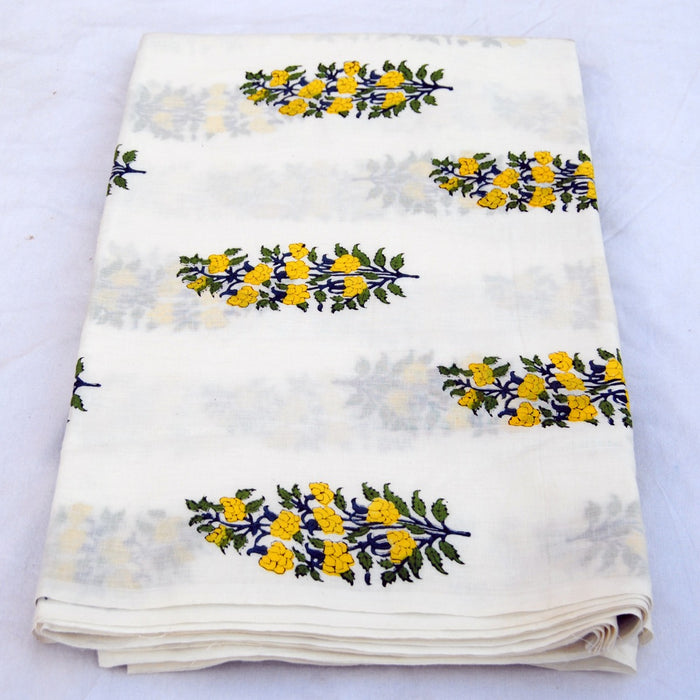 Floral Block Printed Running Cotton Voile Dress Sewing Fabric - CraftJaipur
