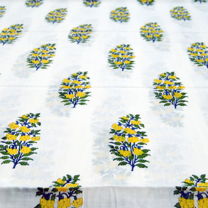 Floral Block Printed Running Cotton Voile Dress Sewing Fabric