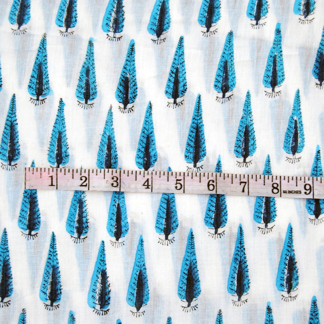 Hand Block Printed Running Cotton Voile Floral Fabric - CraftJaipur