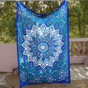 Blue Star Mandala Tapestry Beach Throw Boho Wall Bedspreads-Craft Jaipur