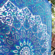 Blue Star Mandala Tapestry Beach Throw Boho Wall Bedspreads-Craft Jaipur