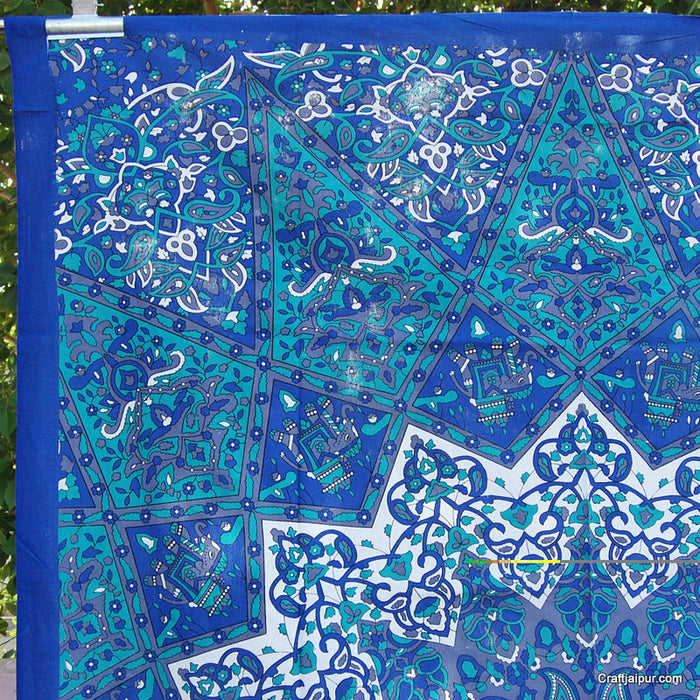 Blue Star Mandala Tapestry Beach Throw Boho Wall Bedspreads-Craft Jaipur
