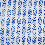 Indigo Fish Block Printed Indian Cotton Dress Sewing Fabric - CraftJaipur
