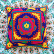 Cotton Suzani Pillow Embroidery Floral Cushion Cover - CraftJaipur