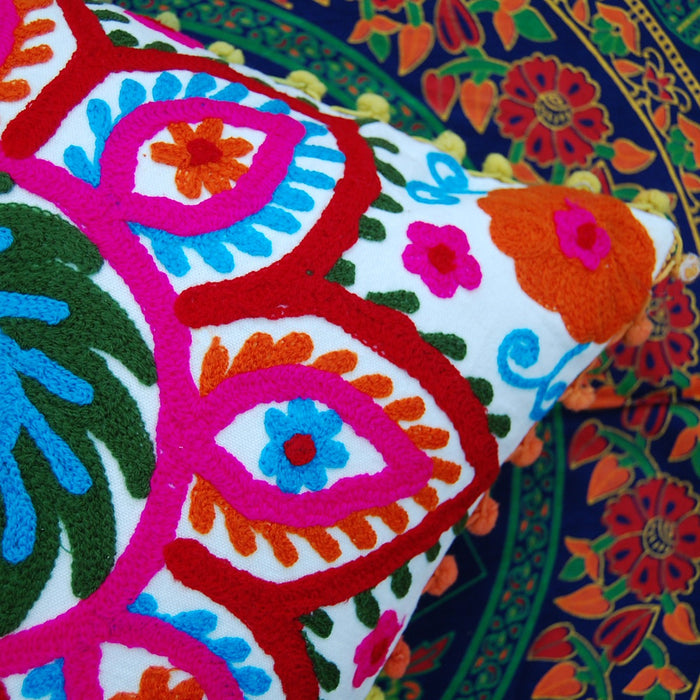 Handmade Cushion Cover Suzani Embroidery Decorative For Gift - CraftJaipur