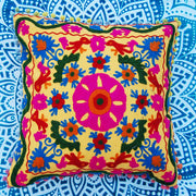 Suzani Cushion Cover Ethnic Embroidery Cotton Pillows-Craft Jaipur