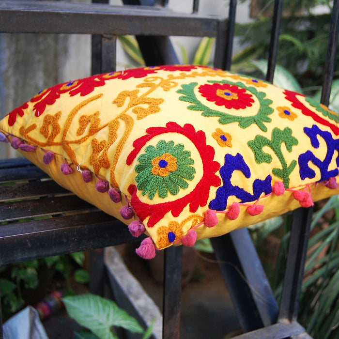 Vintage Suzani Cushion Cover Pillow Cases Hand Embroidery - CraftJaipur
