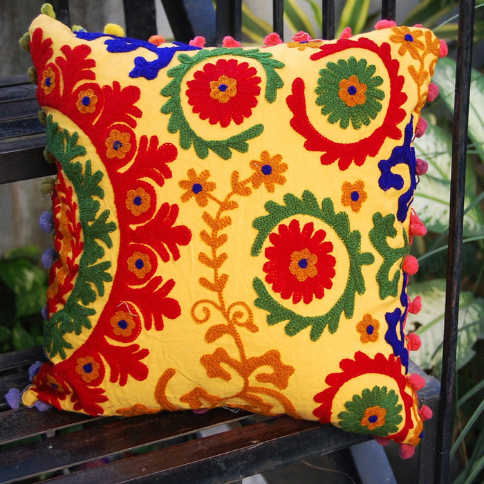 Vintage Suzani Cushion Cover Pillow Cases Hand Embroidery - CraftJaipur