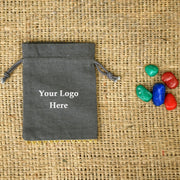 Personalized Logo Small Bags Drawstring Pouches Bottom Gold Lace Handmade Jewelry Grey Pouches – CraftJaipur