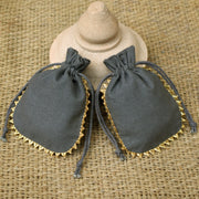 Custom Drawstring Bags Personalized Logo Small Bags Round Gold Lace Handmade Jewelry Grey Pouches – CraftJaipur