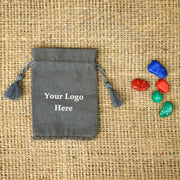 Custom Small Drawstring Pouch, Eco-Friendly Jewelry Bags Small Tassels Bags Bottom PomPom Handmade Jewelry Grey Pouches – CraftJaipur