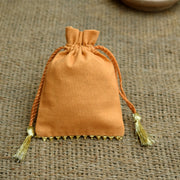 Personalized Logo Small Drawstring Cotton Bags Bottom Gold lace Handmade Jewelry Golden Pouches - CraftJaipur