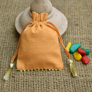 Personalized Logo Small Drawstring Cotton Bags Bottom Gold lace Handmade Jewelry Golden Pouches - CraftJaipur