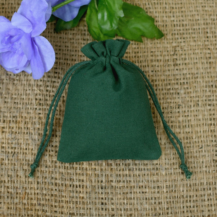 Handmade Cotton Jewelry Green Pouches, Small Gift Packaging Bags - CraftJaipur