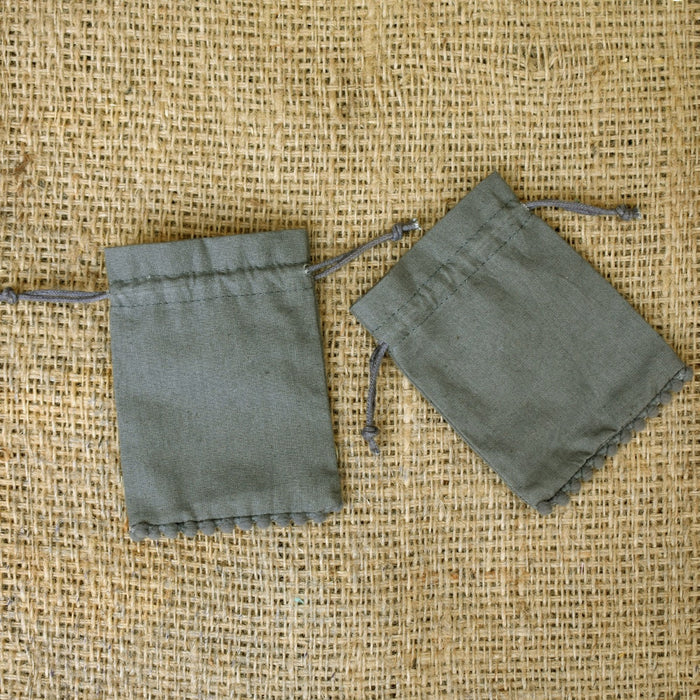 Small Drawstring Cotton Pouches, Bottom PomPom Grey Jewelry Bags Eco-Friendly Pouches – CraftJaipur