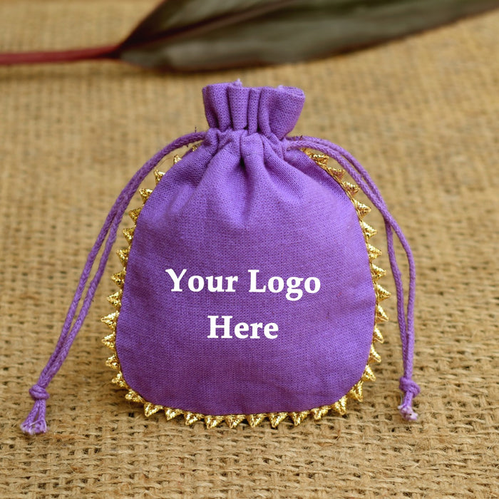 Designer Purple Cotton Jewelry Pouches 3x4 inch 100 pcs - CraftJaipur