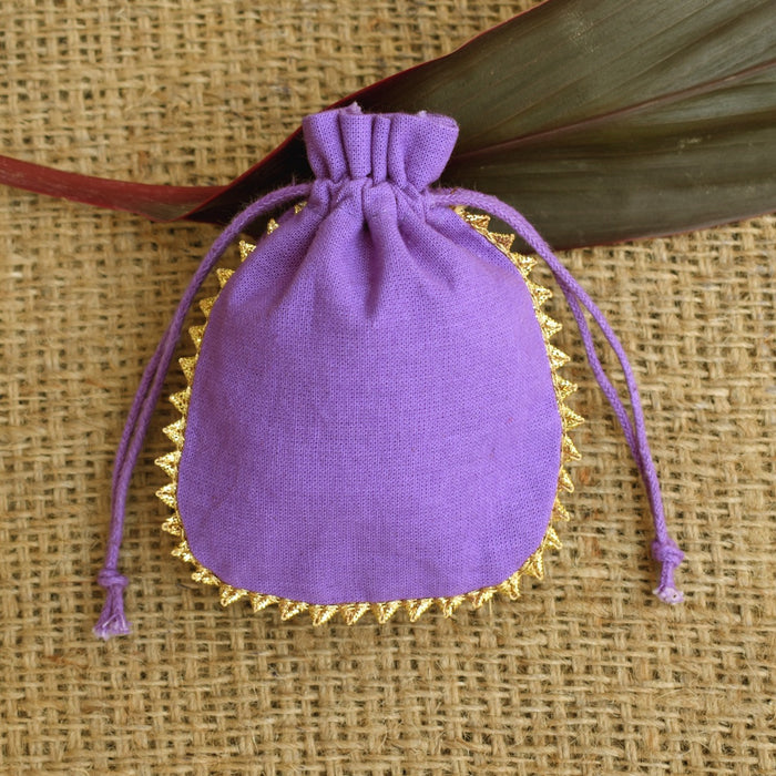 Designer Purple Cotton Jewelry Pouches 3x4 inch 100 pcs - CraftJaipur