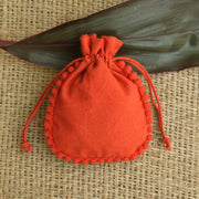 Personalized Logo Small Bags | Handmade Jewelry Orange Pouches - CraftJaipur