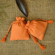Personalized Logo Small Bags Handmade Jewelry Orange Pouches Custom Small Drawstring Pouch – CraftJaipur