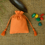 Personalized Logo Small Bags Handmade Jewelry Orange Pouches Custom Small Drawstring Pouch – CraftJaipur