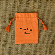 Personalized Logo Small Bags Handmade Jewelry Orange Pouches Custom Small Drawstring Pouch – CraftJaipur