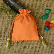 Personalized Logo Small Bags Gold Lace Handmade Jewelry Orange Pouches - CraftJaipur