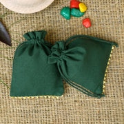 Personalized Logo Small Bags Gold Lace Handmade Jewelry Green Pouches Wedding Favor Bags – CraftJaipur