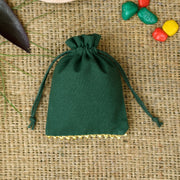 Personalized Logo Small Bags Gold Lace Handmade Jewelry Green Pouches Wedding Favor Bags – CraftJaipur