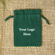 Personalized Logo Small Bags Gold Lace Handmade Jewelry Green Pouches Wedding Favor Bags – CraftJaipur