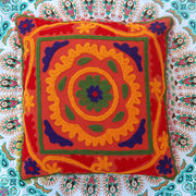 Suzani Embroidered Cushion Covers Uzbek Cotton Pillow Case - CraftJaipur