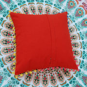 Suzani Embroidery Cushion Cover Pom Pom Pillows Boho-Craft Jaipur