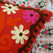Suzani Embroidery Cushion Cover Pom Pom Pillows Boho-Craft Jaipur