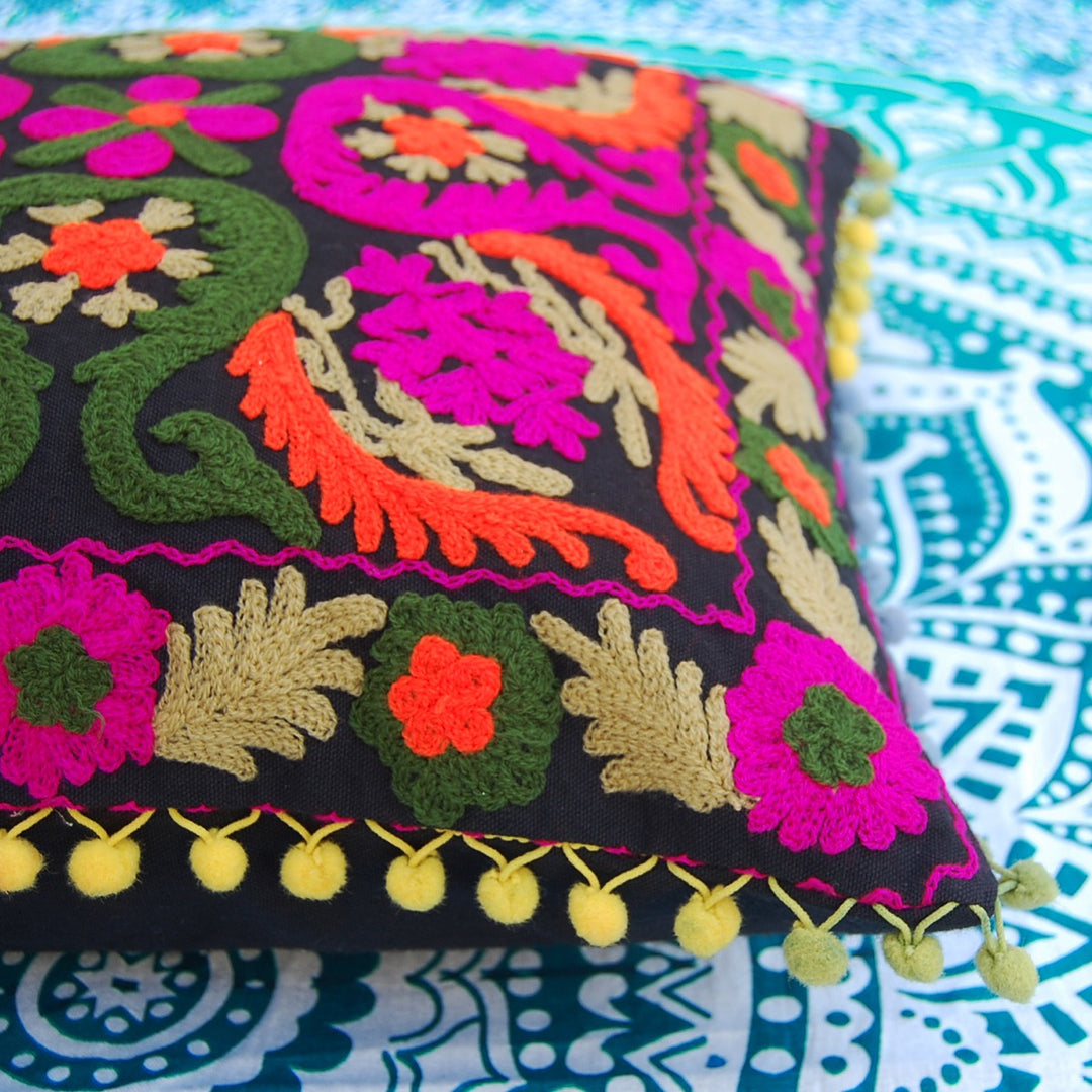 Pillow Cases Suzani Cushion Covers Multi Embroidery - CraftJaipur