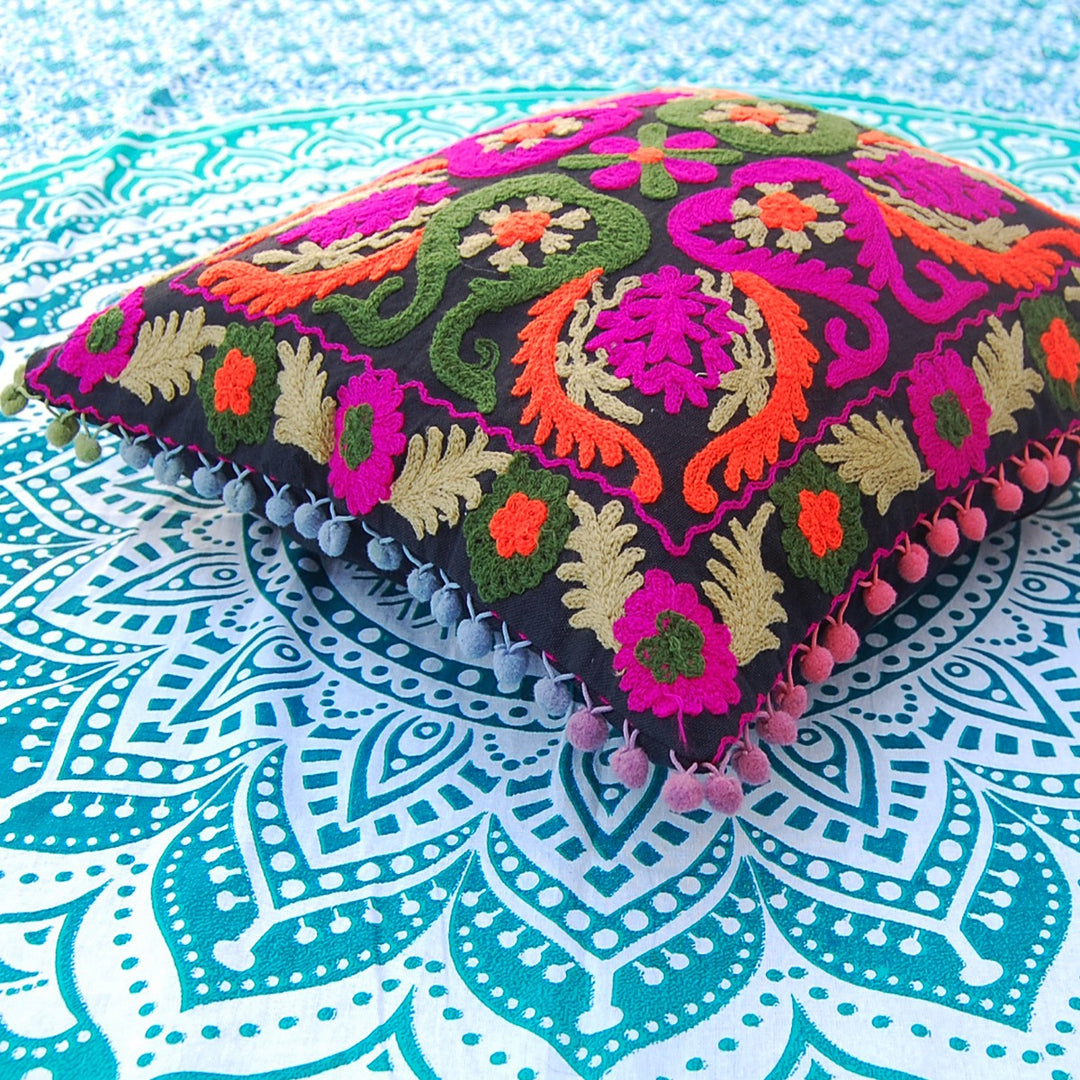 Pillow Cases Suzani Cushion Covers Multi Embroidery - CraftJaipur