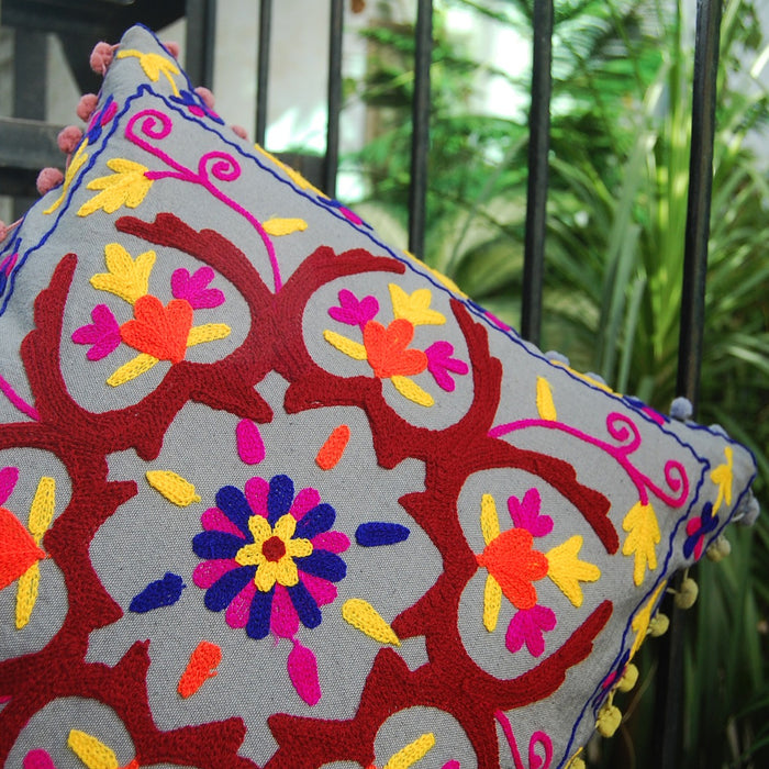 Cushion Cover Indian Suzani Pillow Cases Woolen Embroidered - CraftJaipur