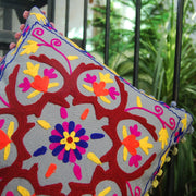 Embroidered Cushion Cover Suzani Indian Pillow Cases-CraftJaipur