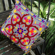 Embroidered Cushion Cover Suzani Indian Pillow Cases-CraftJaipur