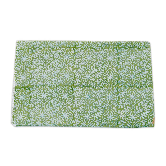 Green Color Hand Block Printed Cotton Fabric 10 yards