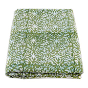 Green Color Hand Block Printed Cotton Fabric 10 yards