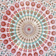 White Peacock Mandala Tapestry, Decor Wall Hanging Bedspread - Craft Jaipur