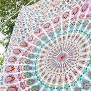 White Peacock Mandala Tapestry, Decor Wall Hanging Bedspread - Craft Jaipur