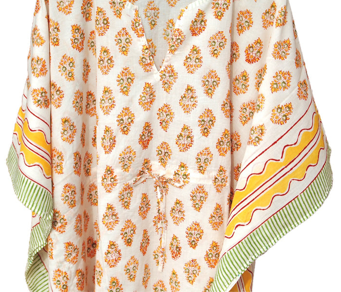 Floral Printed Cotton Caftan Poncho, Daily Wear kaftan Dress